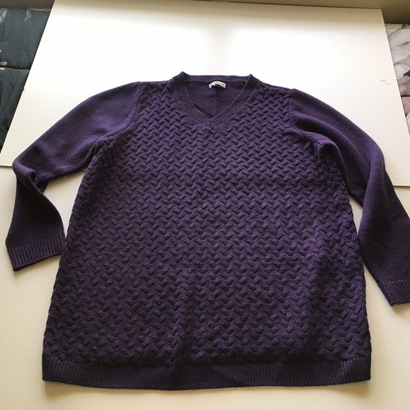 Croft&Barrow Plus Size Purple V Neck Sweater Sz2X Cotton Blend Pre-Owned - Picture 2 of 8